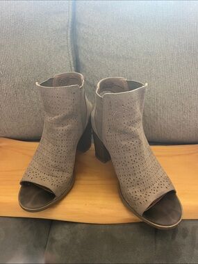 NDI Taupe Perforated Peep-Toe Block Heel Ankle Boots
